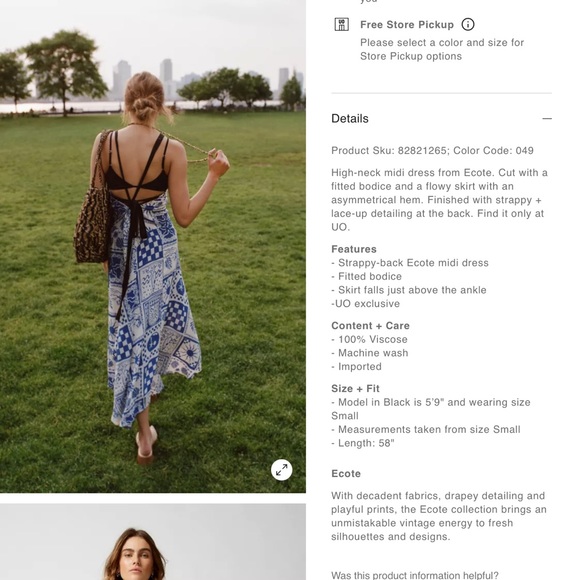 NWT UO Ecote Janet Strappy Back Midi Dress - Picture 7 of 15